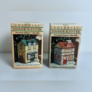 Colonial Simmer Scenter Porcelain Bisque Collectible Lot of 2 Store & Mill VTG